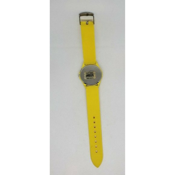 Geneva Faux Diamond Silicone Band Yellow Stainless Steel Back Rare Watch